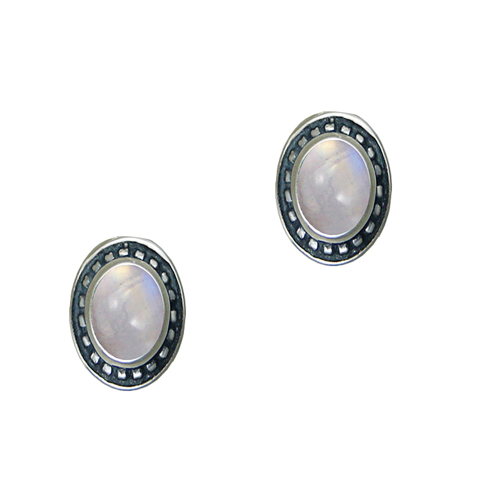 Sterling Silver Rainbow Moonstone Post Stud Earrings
